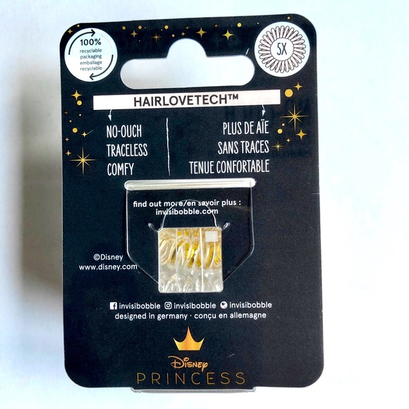 3/$15 NEW INVISIBOBBLE Disney Princess Belle Spiral Hair Ties Rings 5-pc - Picture 7 of 16